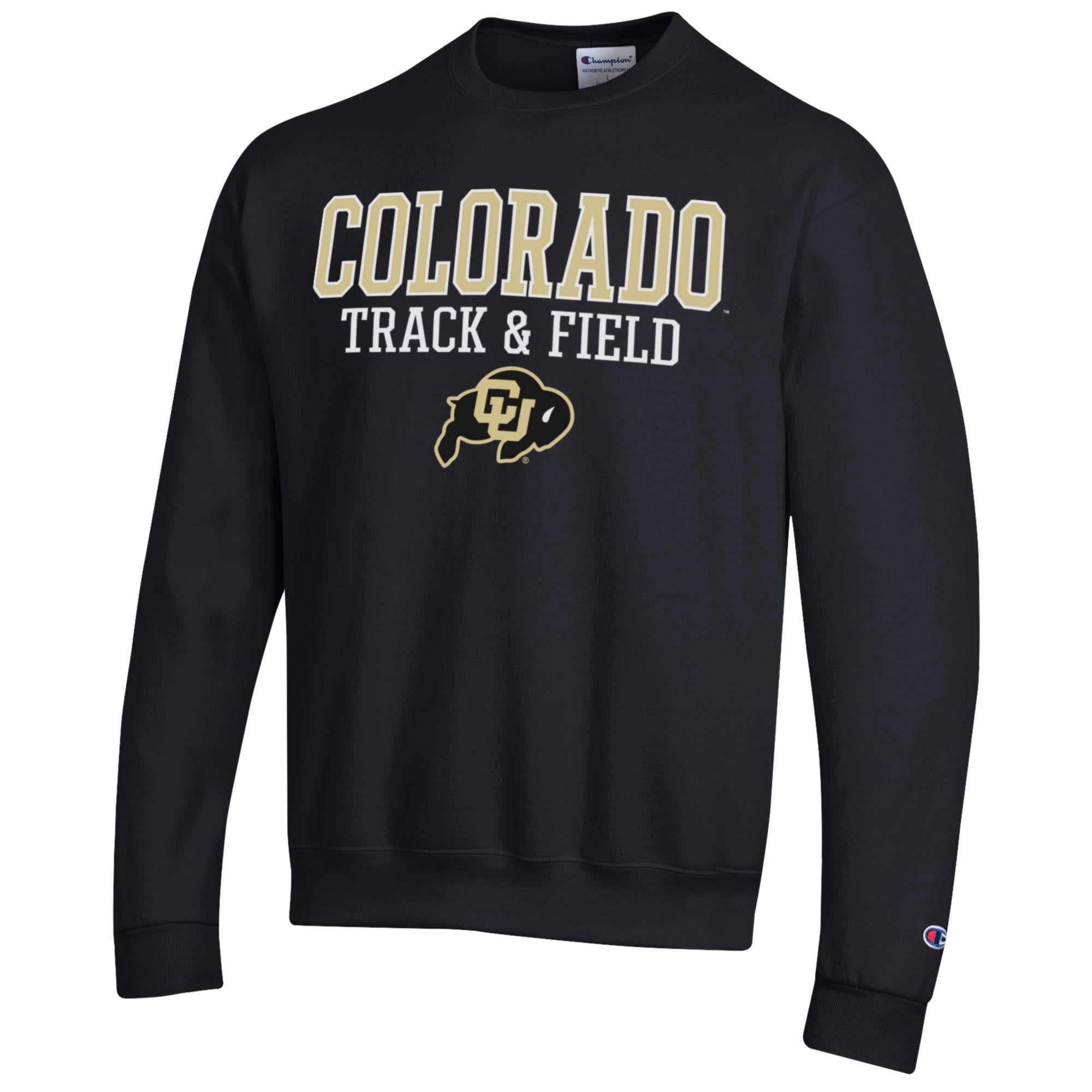 Men's Champion  Black Colorado Buffaloes Track & Field Stack Powerblend Pullover Sweatshirt