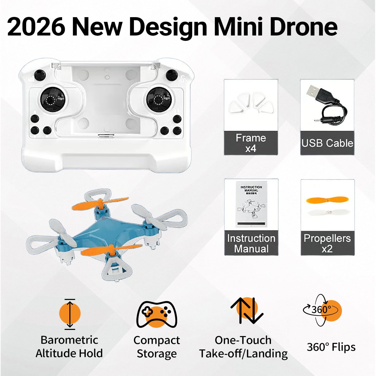 Mini Drone with Easy Stunt Flights & 360° Tricks - Beginner-Friendly Flyer, Mini Drone for Kids with LED & Altitude Hold & Propeller Protection, 360°flips, For Indoor Outdoor