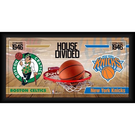 Boston Celtics vs. New York Knicks Framed 10 x 20 House Divided Collage