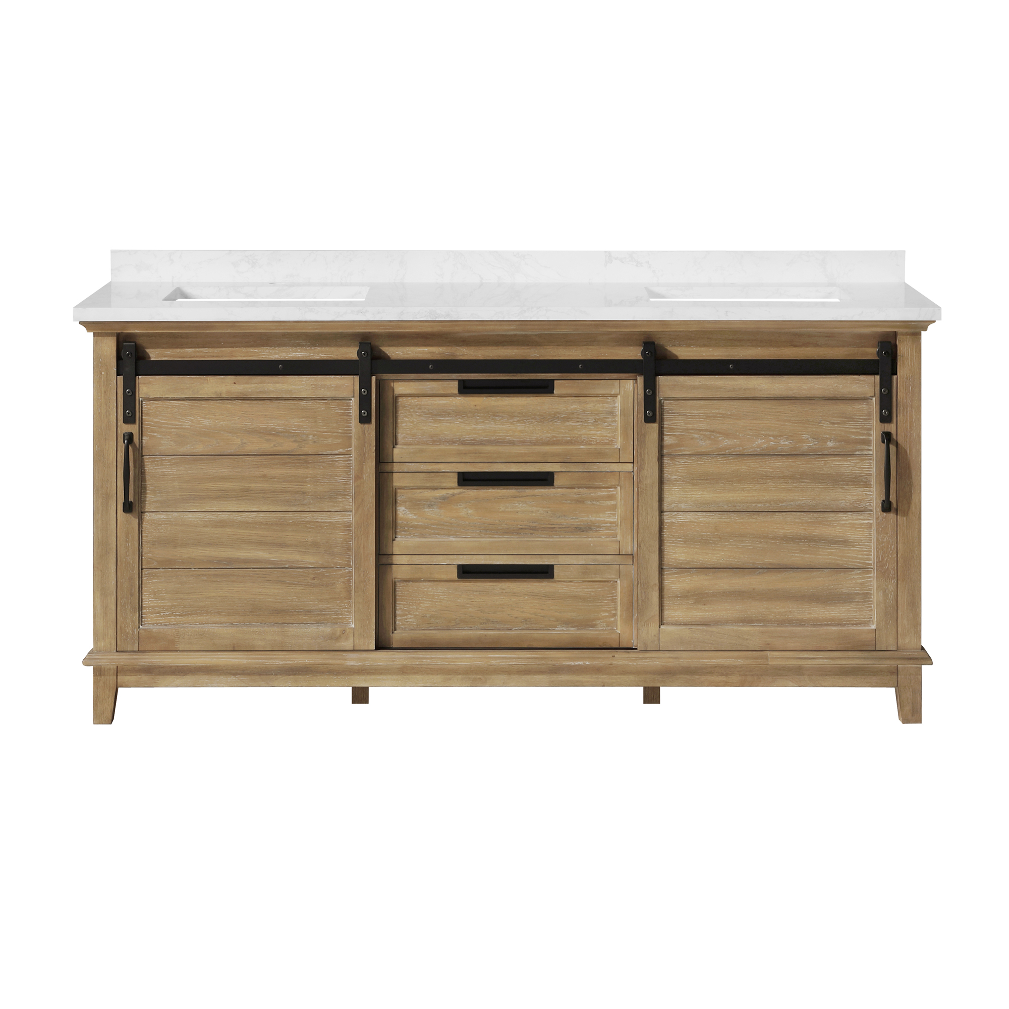 OVE Decors Edenderry 72inch Double Sink Bathroom Barn Door Vanity
