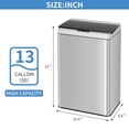 thumbnail image 7 of Dkelincs 13 Gallon Stainless Steel Kitchen Trash Can Automatic Touch Free Garbage Can with Lid, Silver, 7 of 7