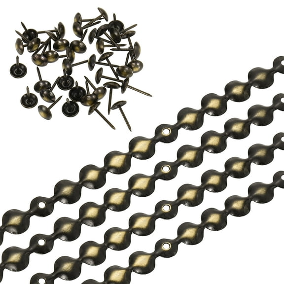 Upholstery Nailhead Trim, 6 Meters Glossy Upholstery Tacks Strips, Decorative Nail Trims with Nails for Sofa Headboard, Chair DIY Furniture Accessory (9.5mm Black-Gold)