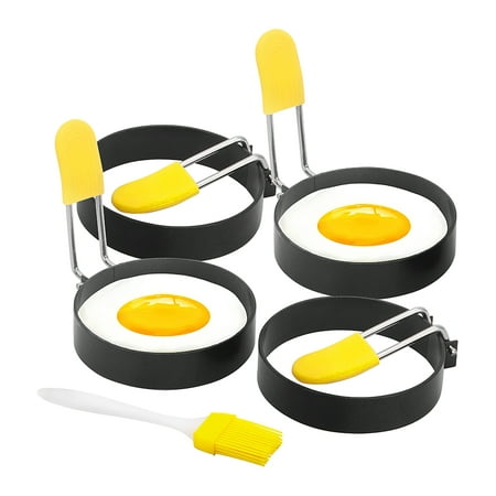 

DIPVSLUNE Egg Ring 4 Packs 2.95 Inch Egg Ring with Anti-scald Handle with Oil Brush Nonstick Coating Breakfast Tool for Egg Frying/Shaping