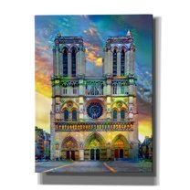 Epic Graffiti 'Paris France Notre Dame Cathedral' by Pedro Gavidia, Canvas Wall Art, 12"x16"