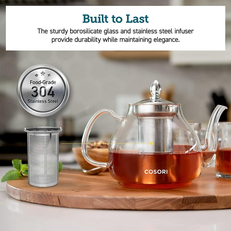 Cosori Glass Teapot Stovetop Safe Gooseneck Kettle with Removable