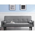 thumbnail image 4 of 72" Futon Sofa Bed,Upholstered Folding Futon Fabric Couch,Recliner Twin Size Futon Bed Removable Armrests,Modern Sofa for Compact Living Space,Apartment,Gray, 4 of 11