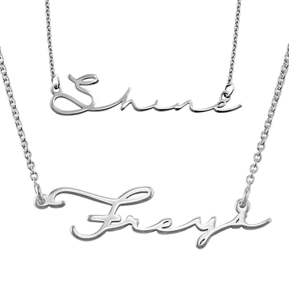 MyNameNecklace - Personalized Unisex Signature Cursive Name Necklace for Woman - Custom Script Font Nameplate - Made of 925 Silver Custom Any Name with 16'' 2" Chain