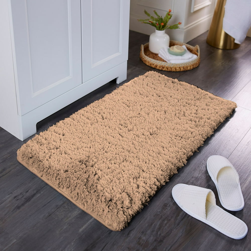 Hotel Style Ultra Plush & Soft Memory Foam Washable Bath Rug, Tan, 22