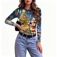 thumbnail image 6 of Women's Christmas Graphic Tee Long Sleeve Crew Neck Slim Fit Holiday Print T Shirt for Festive Party and Casual Daily Wear, 6 of 7
