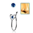 thumbnail image 2 of iJewelry2 Navy Blue Round Crystal Sterling Silver Illusion Stud Heart Shaped Nose and Lip Non-piercing Bone Ring Clip, 2 of 2