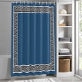 thumbnail image 3 of Geometric Greek Key Design Fabric Shower Curtain Blue Washable Shower Curtains for Bathroom, Waterproof Bath Curtain with Hooks Home Decor 72x72in, 3 of 8