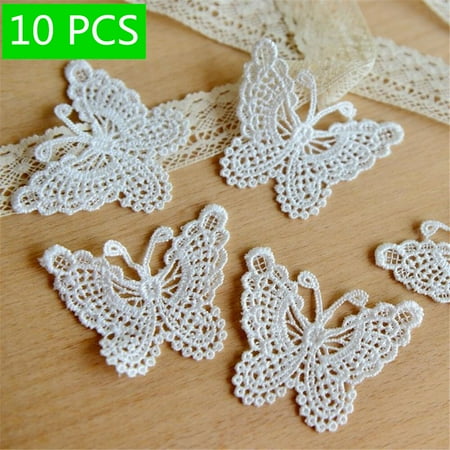 Sleeves Lace Applique Holiday Clearance Hollow out Lace Embroidery Stickwork Sticker Butterfly Cloth Clothes Applique Decal Water Soluble Mesh DIY ()