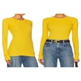 thumbnail image 4 of T-shirt pour Femmes à Manches Longues, Col Rond, Uni, Coupe Ajustée, Hauts d'Automne, T-shirts Basiques, Vêtements d'Automne, 4 of 5