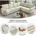 thumbnail image 4 of 118'' Pull Out Couch, Convertible Sleeper Sofa Bed, Upholstered Sectional Sofa, Chenille L-Shaped Couch with Nailhead Trim, 6-Seater Modern Sectional Couches for Living Room, Apartment, Beige, 4 of 9