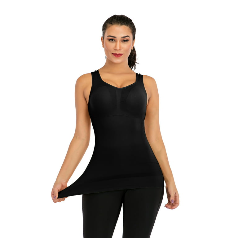 SHAPEVIVA Shapewear Tops for Women Tummy Control Tank Shaping Camisole  Seamless Body Shaper Slimming Cami Waist Trainer Vest 