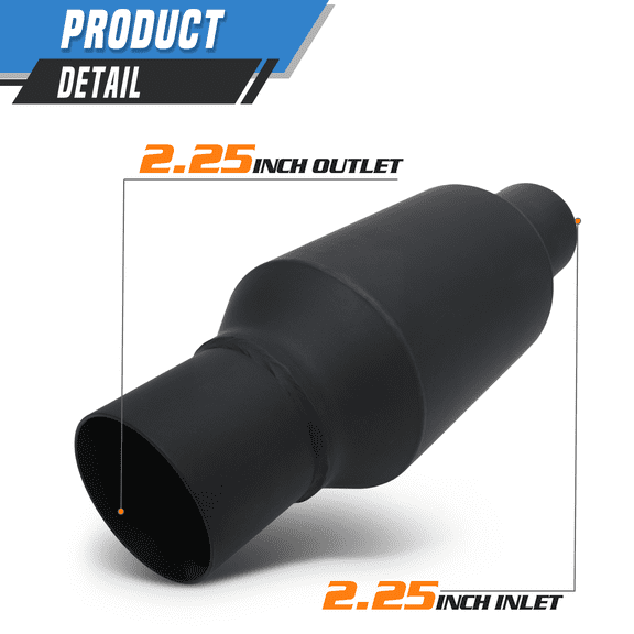 EPA 12" Straight-Through Exhaust Muffler 2.25"Inlet/Outlet Tip w/2 Clamp Black