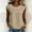 *Khaki, variant on ClodeEU Women's Linen Blend Short Sleeve Raglan Top with Pleated Neck and Lace Trim ,Solid Color Casual Blouse Blue,Womens Plus XXXL