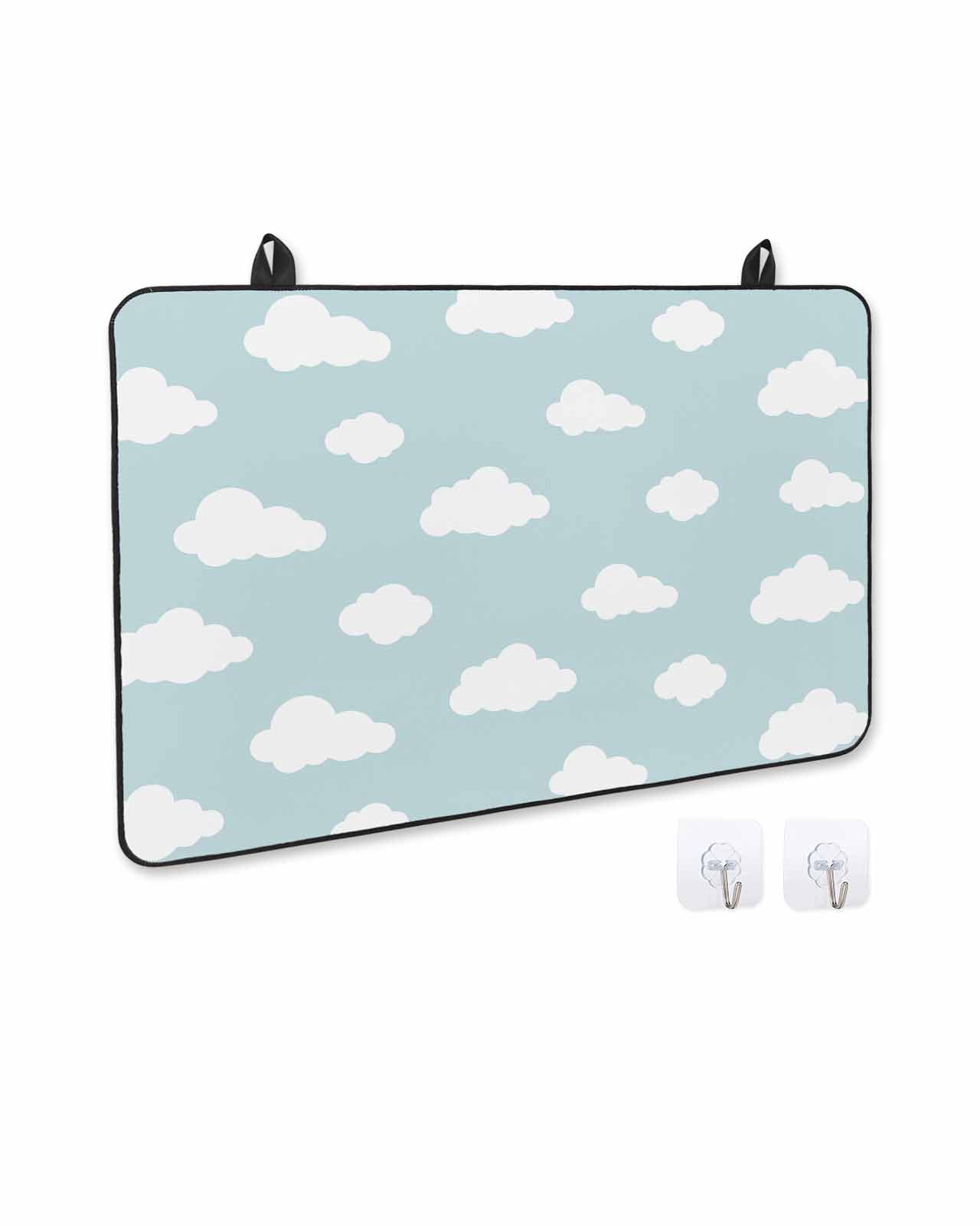 nqOlkjepod Large Induction Cooktop Protector Mat 36"x21", Clouds Stove Top Covers for Electric Stove, Cartoon Blue Sky Minimalist Aesthetic Decorative Stove Burner Cover Mats, Glass Top Stove Cover