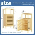 thumbnail image 3 of Bathroom Cabinet Freestanding, Small Bamboo Floor Cabinet, 4 Tier Single Door Sofa Side Table Storage Organizer, Space Saving Kitchen Cupboard, Natural, 3 of 16
