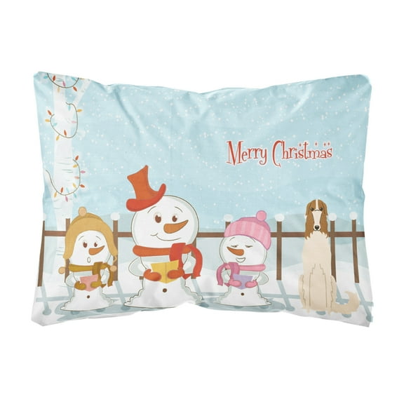 Carolines Treasures BB2354PW1216 Merry Christmas Carolers Borzoi Canvas Fabric Decorative Pillow, 12H x16W, multicolor