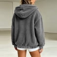thumbnail image 6 of Womens Fuzzy Jacket Solid Color Long Sleeve Zip-Up Fleece Hooded Jacket with Drawstring and Pockets Fall/Winter Fuzzy Coats, 6 of 8