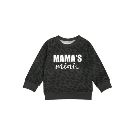 

Sunisery Baby Girl Boy Mama s MiniI Leopard Sweatshirt Pullover Long Sleeve Sweater Shirts Top Fall Winter Clothes Gray 3-4 Years