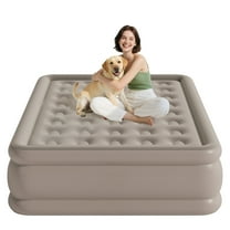 Full Air Mattress with Built in Pump,Inflatable High Portable,Blow Up Air Bed for Home,Travel and Guest(Khaki)