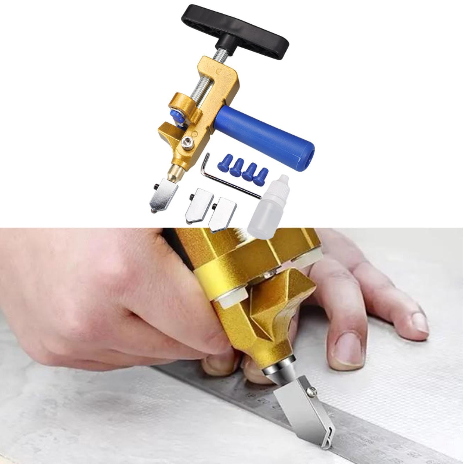 Sharprepublic Glass Cutter 2 in 1 Comfortable Gripping Glass Cutting Tool for Mirror Glass Blue