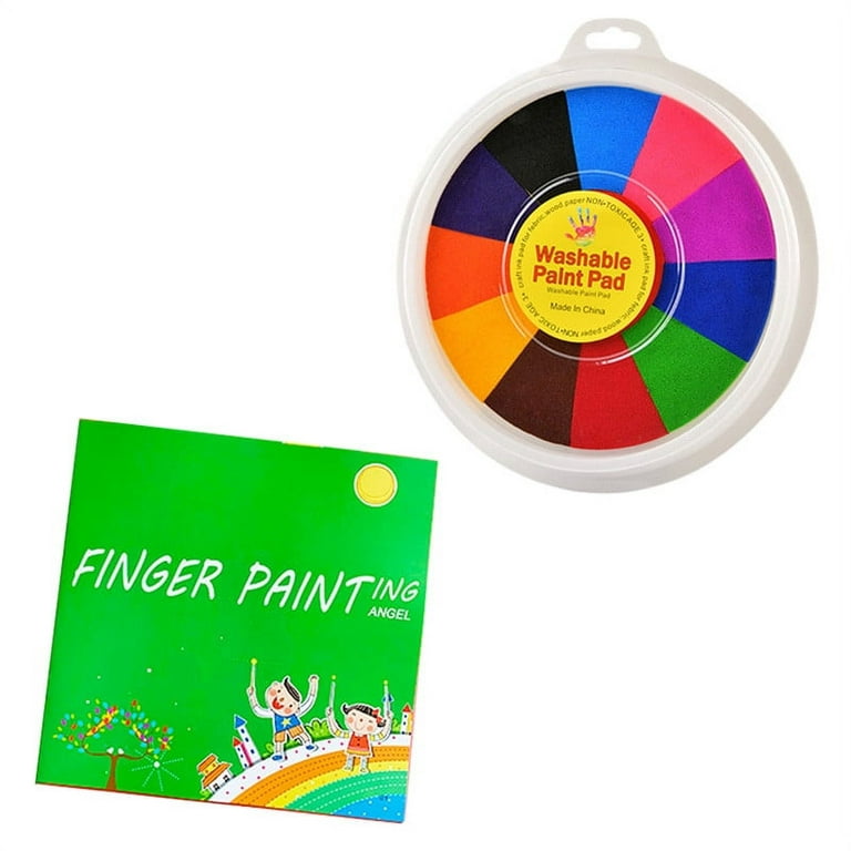 SDJMa Funny Finger Painting Kit and Book,12 Color Washable Finger Drawing  for Toddlers Non-Toxic Children's Paints Painting Supplies for Drawing