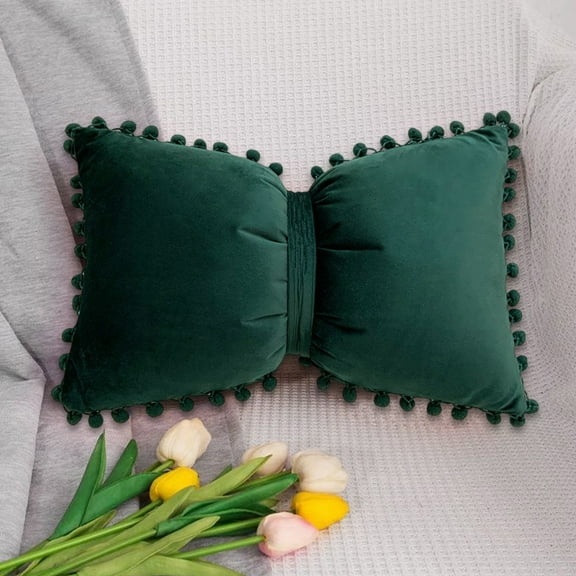 Kchsji Velvet Bow Pillow Soft Decorative Throw Pillow Cushion Two-Purpose Comfort Support Luxury Home Pillow for Sofa Office Chair Bedroom Lounge Nap Relaxing Mother's Day Gift Living Room Decor