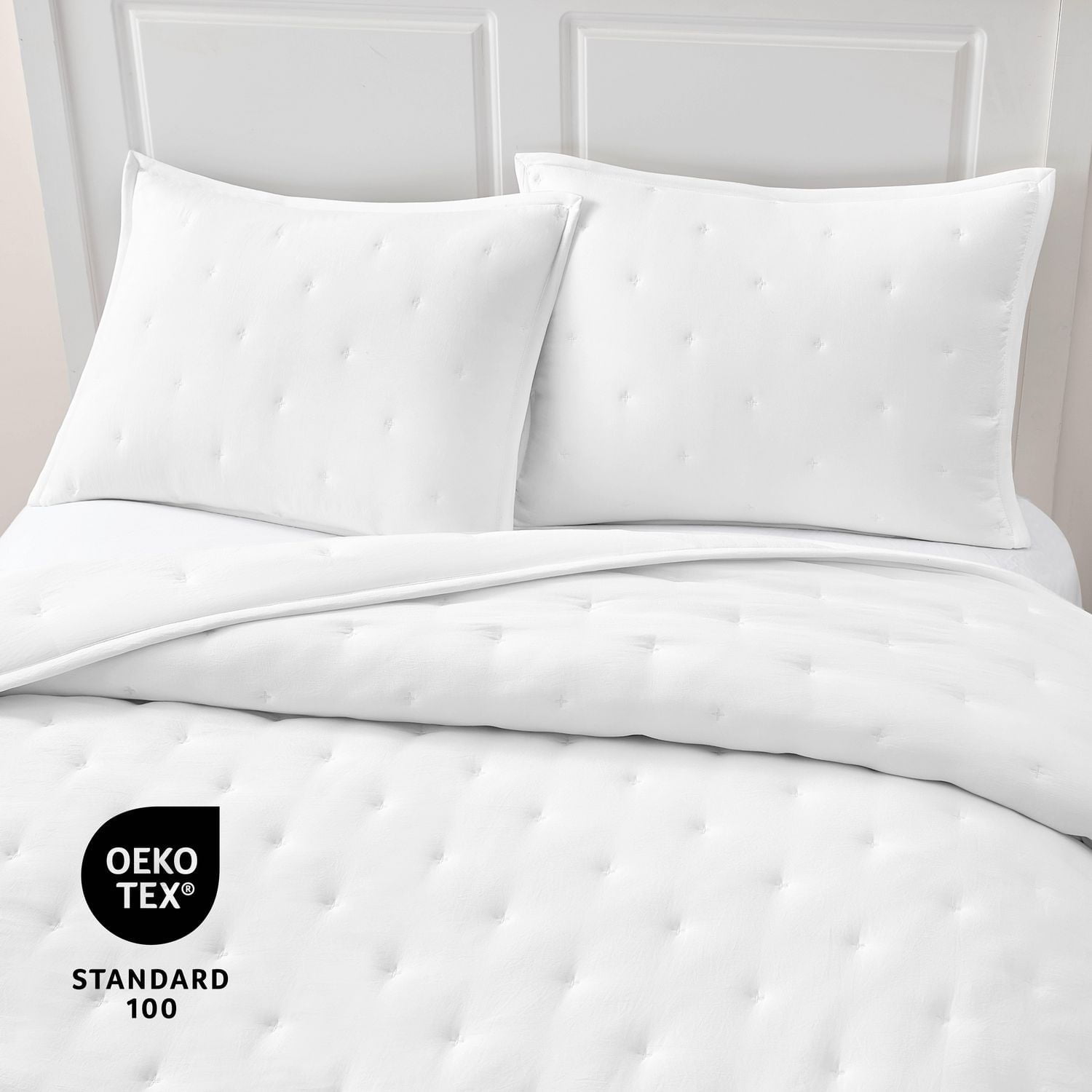 Mainstays 3-Piece Comforter Set, Arctic White, Double Queen, Double Queen