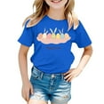 thumbnail image 1 of MIASHUI T-Shirt de Pâques pour Tout-Petites Filles T-Shirt à Manches Courtes pour Filles T-Shirt Lapin Oeufs pour Garçons Haut, Bleu, 3-4 Ans, 1 of 4