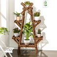thumbnail image 3 of SHCKE Wood Plant Stand Indoor Outdoor Modern Flower Plant Pot Display Holder Shelving Rack Planter for Patio Garden Balcony Lawn Living Room ("A-Shape" Windmill Design), 3 of 6