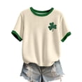 thumbnail image 5 of YUEHUA St Patricks Day Shirt Women Short Sleeve Shamrock Sweater Leaf Clover Ribbed Knitted Irish Sweater T Shirts, 5 of 5