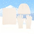 thumbnail image 2 of HNMKIU Winter Scarf Hat Knitted Neck Warmer Mittens Set For Extreme Cold Weather Outdoor Casual Three-Piece White - One Size, 2 of 4