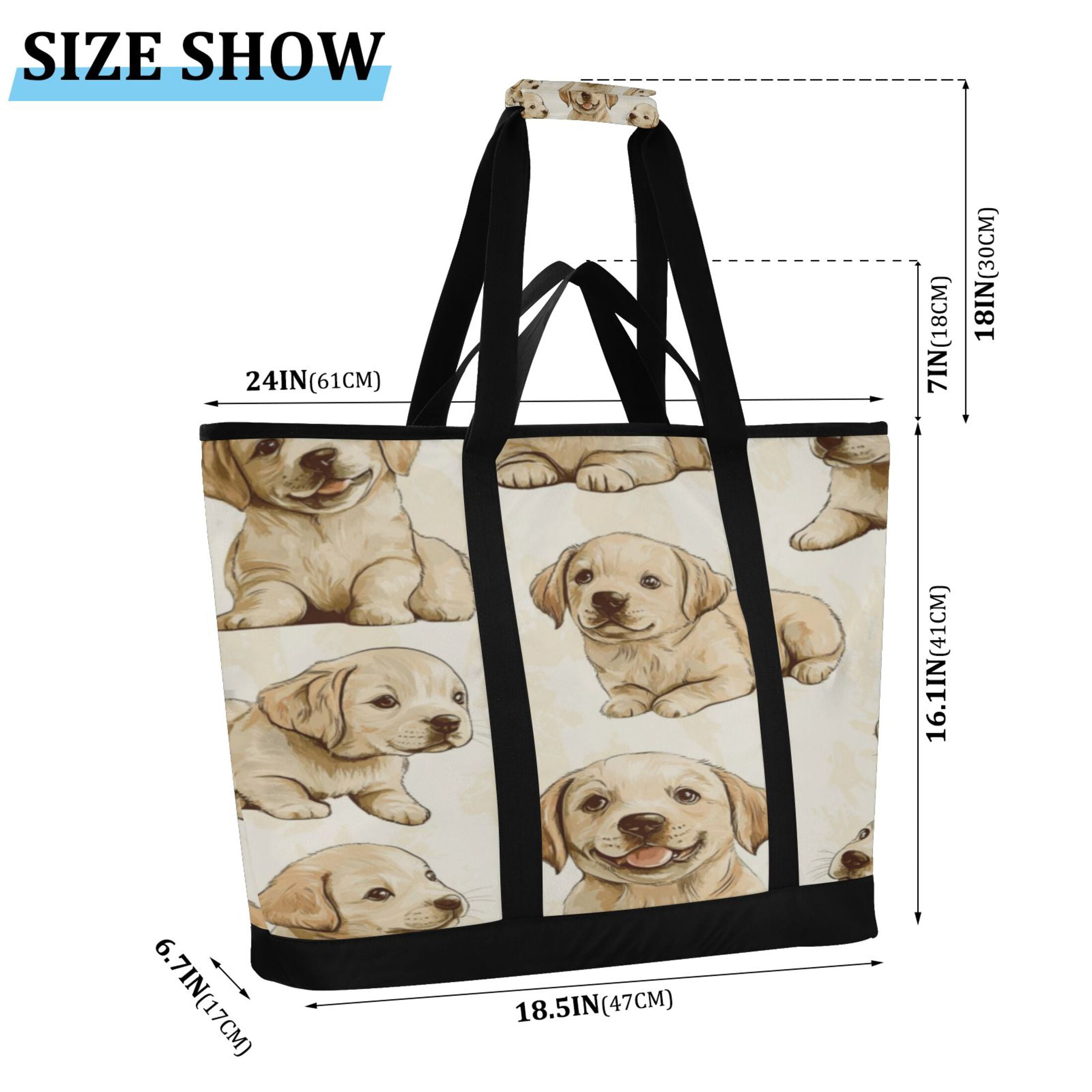 Large Hand-held Ice Pack Picnic Bag Insulation and Refrigeration Suitable for Shopping Picnics and Camping Pretty Cute Dog