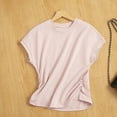 thumbnail image 2 of Adeawade Girl T Shirts Crew Neck Tank Tops Solid Color Vest Collect Waist Tee Sleeveless Ruffle Slim Fit Blouse Casual Clothes Light Pink 16-17 Years, 2 of 2