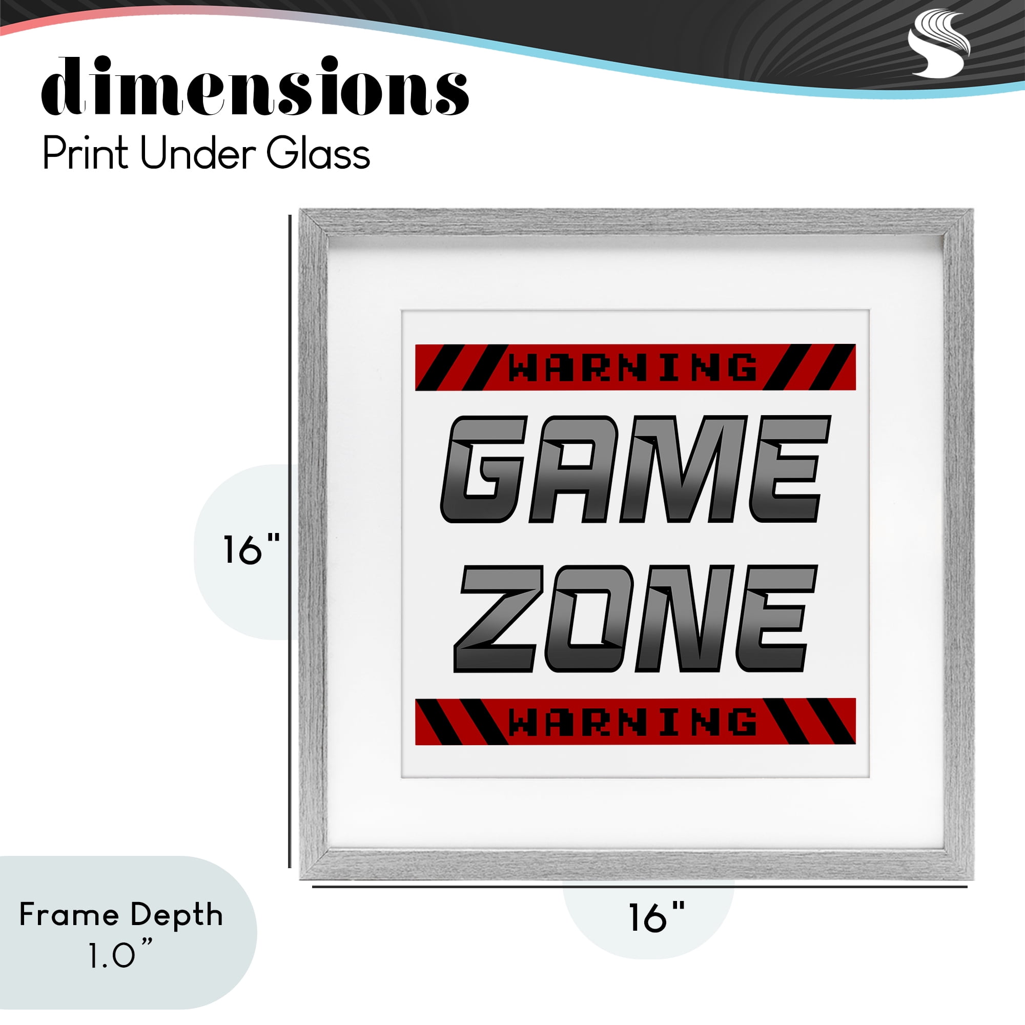 Stupell Industries Game Zone Warning Gray Framed Print Under Glass, design by Marcus Prime