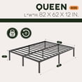 thumbnail image 5 of Einfach Queen Bed Frame, 12'' Metal Platform Bed with Ample Under-Bed Storage Space, Heavy Duty, No Box Spring Needed, Black, 5 of 11