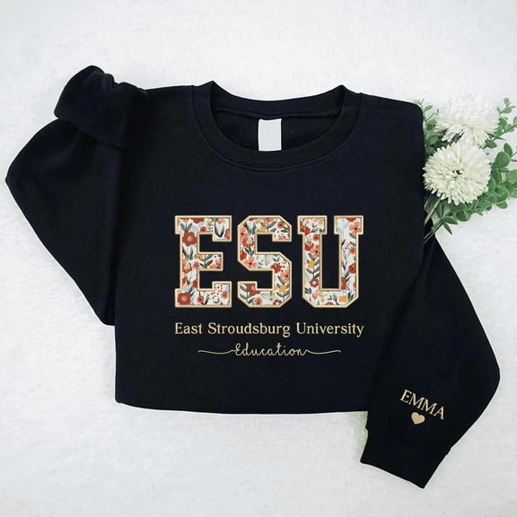 Embroidered University Sweatshirt with Floral Letter, Custom College, Embroidery High School, Unisex Sweatshirt LINHKHA
