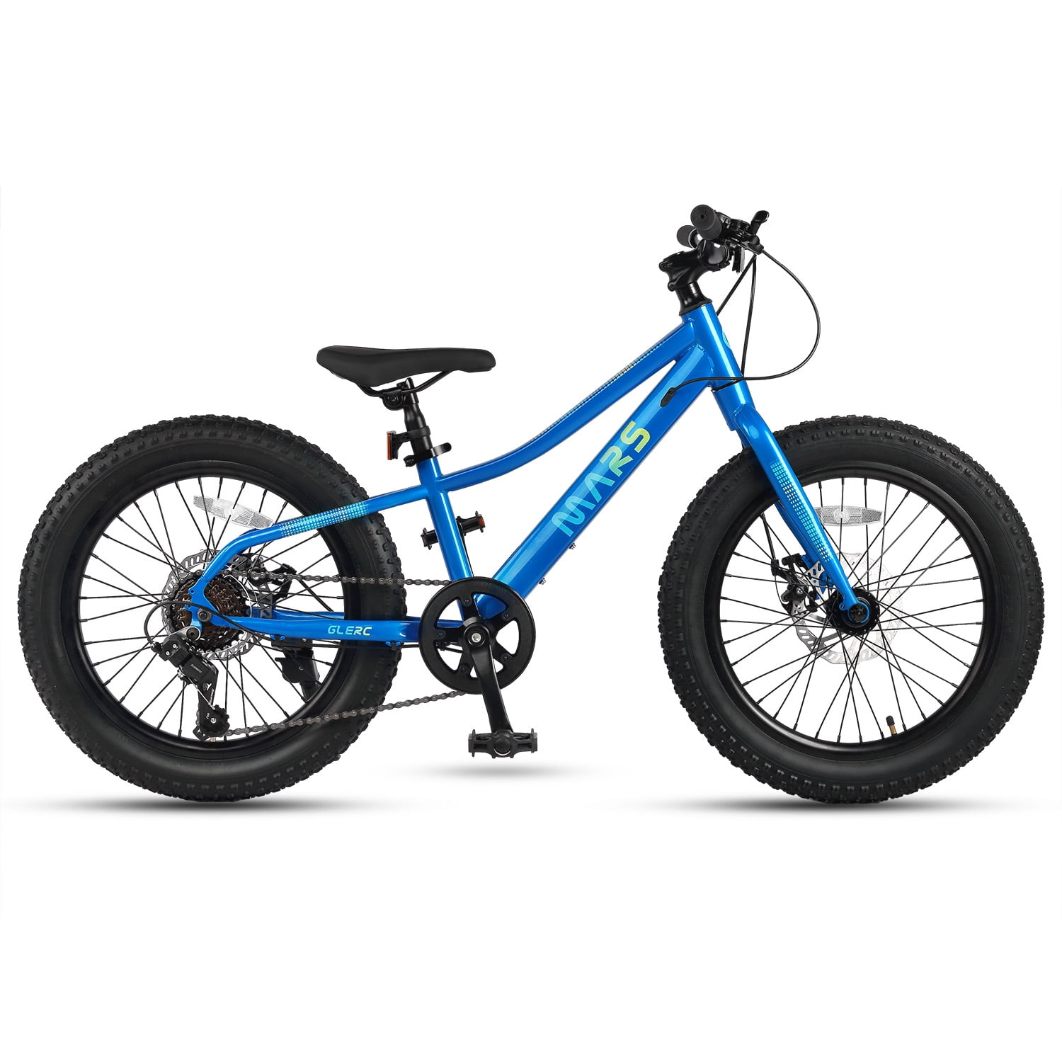 Glerc Mars Kids Mountain Bike, 20 Inch Fat Tire Bike for Teen Ages 6-12 Year Old, Bicycle with 2.8-Inch Wide Tires and 6 Speed Drivetrain,Blue