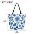 thumbnail image 5 of FORMRS Womens Canvas Tote Bag with Zipper Inner Pocket Shoulder Handbag, Blue Floral Pattern, 5 of 7