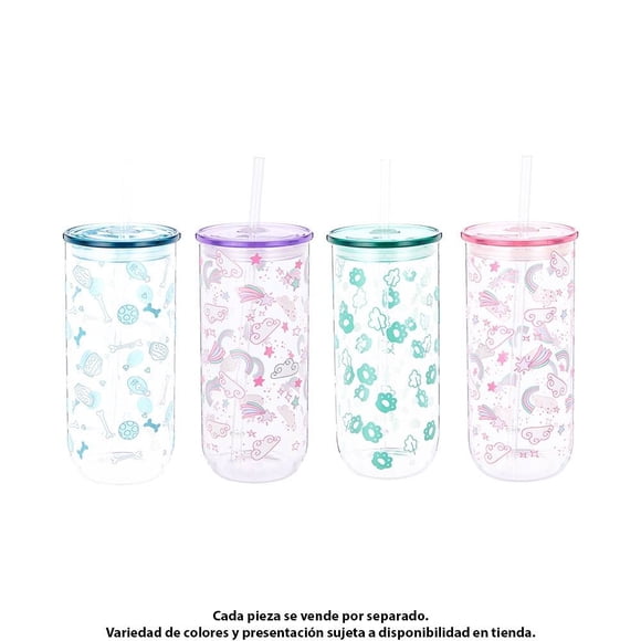Vaso My Shop con Tapa y Popote para Bebidas Frías de 600 ml.