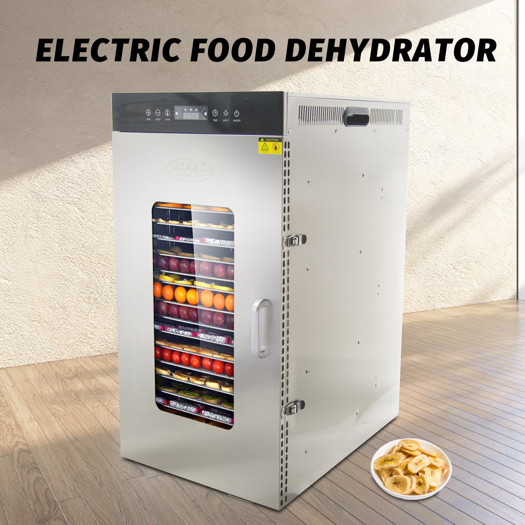 Hakka Food Dehydrator Machine, 10 Trays Stainless Steel Food Dryer Electric  Fruit Dehydrators for Jerky/Meat/Herb/Beef/Mushroom