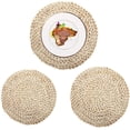 thumbnail image 1 of Nvzi Manteles individuales de ratán trenzado redondos de tejido natural para decoración de mesa de comedor, decoración rústica de cocina (paquete de 2 redondos de 15,7 pulgadas), 1 of 5