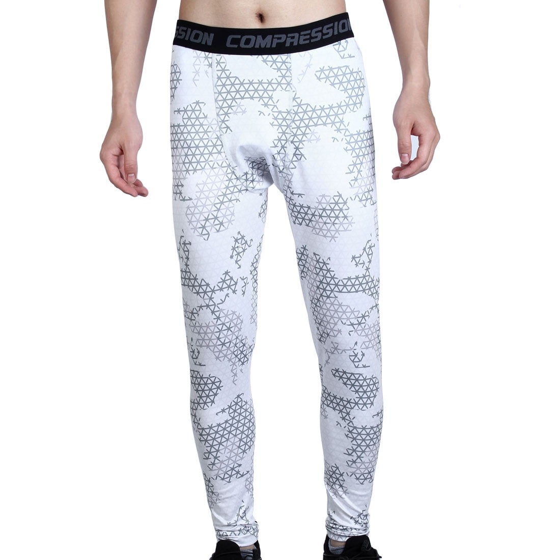 Men Polyester Fiber Compression Base Layer Cycling Pants White Plaid XXL US W32 by