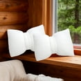 thumbnail image 6 of White Bow Pillow 16x12 Inches Cotton Linen Corduroy Lumbar Cushion, Detachable Washable Sofa Office Pillow, Mother's Day Gift, 6 of 6