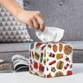 thumbnail image 6 of Logiee Tissue Box Cover 5X5X5'' PU Leather Tissue Holder Square Tissue Cube Box Organizer for Bathroom Vanity Countertop,Car,Night Stands,Office,Home,Kitchen (Hot Dog Pizza), 6 of 8