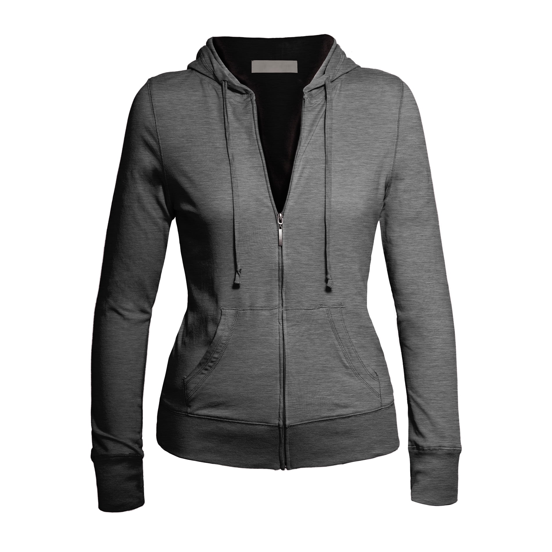 Women's Zip Up Long Sleeve Drawstring Hood Plus Size Light Jacket with