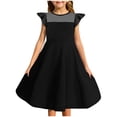 thumbnail image 1 of Mgmyaa Robe Fille Été Dentelle Manches à Volants Maille Ligne A Décontractée Robes de Soirée avec Poches 4-14 Ans, 1 of 5